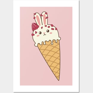 Vanilla & Raspberry Bunny Ice Cream Posters and Art